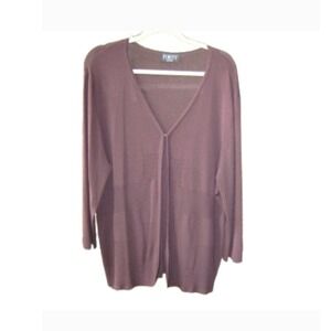Finity Woman Size XL‎ V-Neck Cardigan Sweater with Bead Work - Plum / Dark Brown